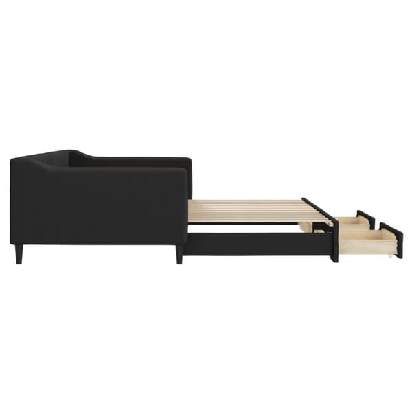 vidaXL daybed med udtræk og skuffer 100x200 cm stof sort