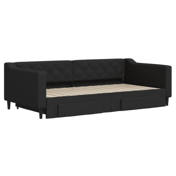 vidaXL daybed med udtræk og skuffer 100x200 cm stof sort