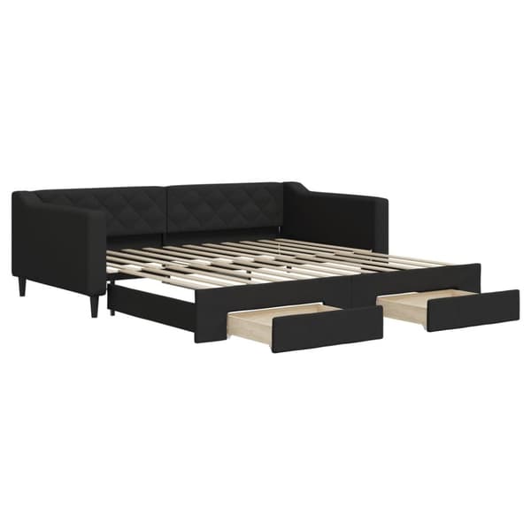 vidaXL daybed med udtræk og skuffer 100x200 cm stof sort