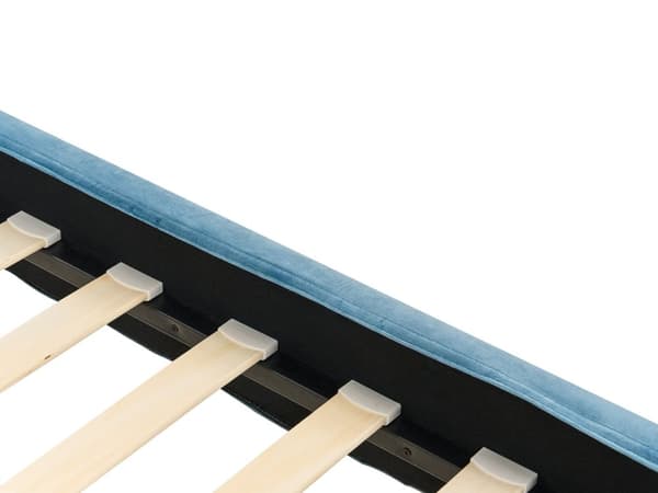 Sänky vaaleansininen 90 x 200 cm samettiverhoilu sälepohja irrotettava päällinen minimalistinen