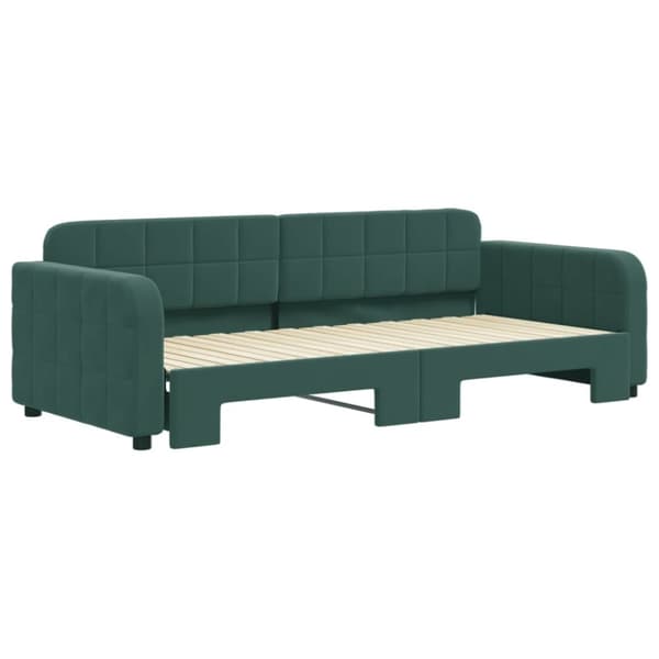 vidaXL Dagbädd utdragbar mörkgrön 90x200 cm sammet