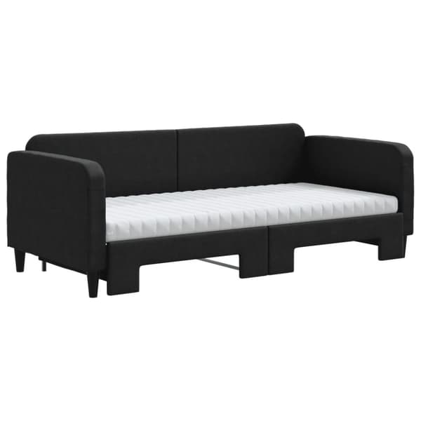 vidaXL Dagbädd utdragbar med madrasser svart 90x200 cm tyg