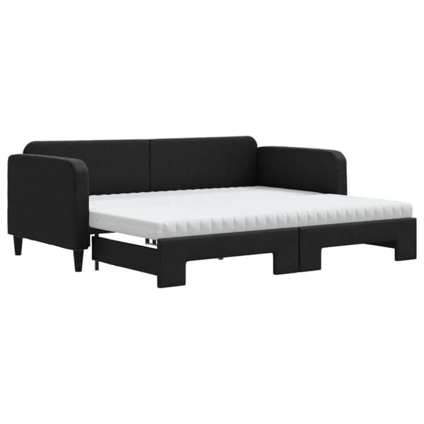 vidaXL Dagbädd utdragbar med madrasser svart 90x200 cm tyg