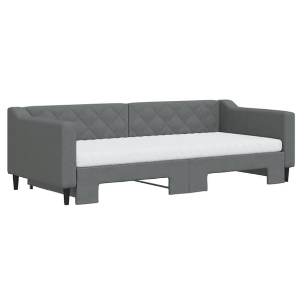 vidaXL Dagbädd utdragbar med madrasser mörkgrå 90x200 cm tyg