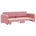 Miniatyrbild 3 av 11: vidaXL Dagbädd utdragbar rosa 80x200 cm sammet