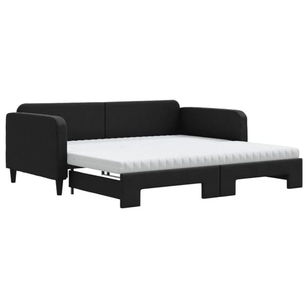 vidaXL Dagbädd med extrabädd och madrasser svart 100x200 cm tyg
