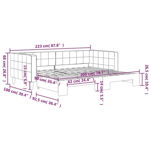 vidaXL Dagbädd utdragbar gul 90x200 cm sammet