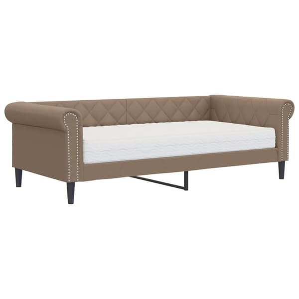 vidaXL Dagbädd med madrass cappuccino 90x200 cm konstläder