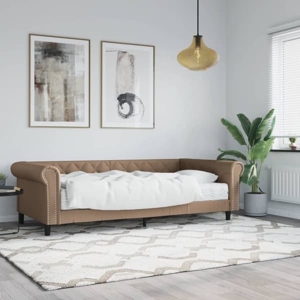 vidaXL Dagbädd med madrass cappuccino 90x200 cm konstläder