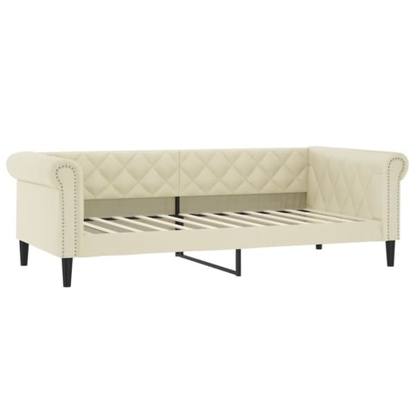 vidaXL Dagbädd utdragbar med madrasser gräddvit 90x200 cm konstläder