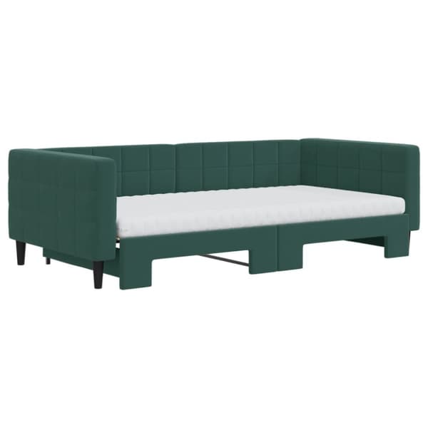 vidaXL Dagbädd utdragbar och madrasser mörkgrön 100x200 cm sammet