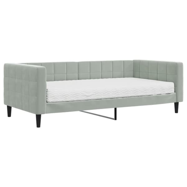 vidaXL Dagbädd med madrass ljusgrå 90x190 cm sammet