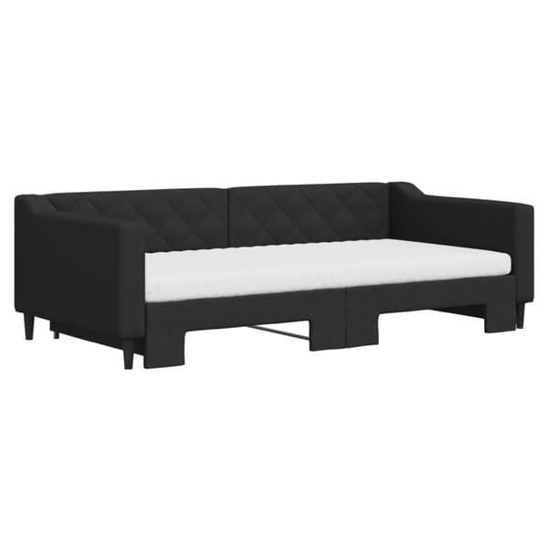 vidaXL Dagbädd med extrabädd och madrasser svart 100x200 cm tyg