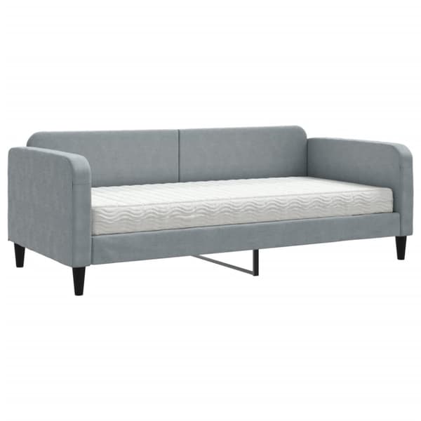 vidaXL Dagbädd med madrass ljusgrå 90x190 cm tyg