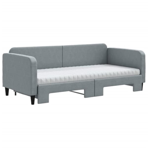vidaXL Dagbädd utdragbar med madrasser ljusgrå 90x200 cm tyg