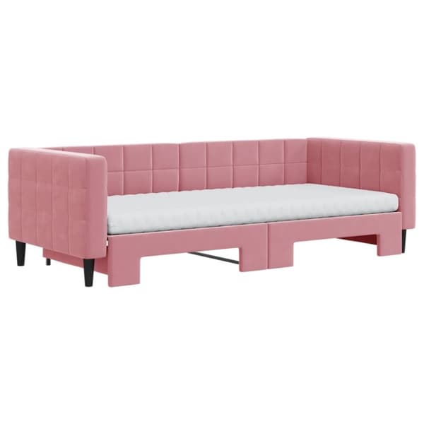 vidaXL Dagbädd utdragbar och madrasser rosa 90x200 cm sammet