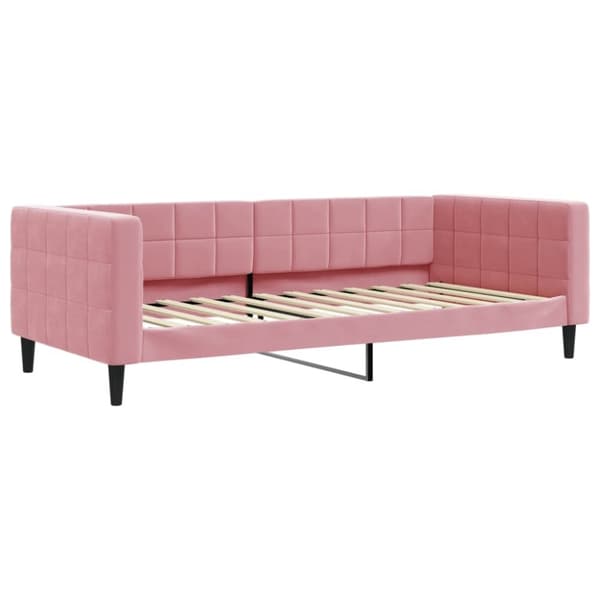 vidaXL Dagbädd utdragbar och madrasser rosa 90x200 cm sammet