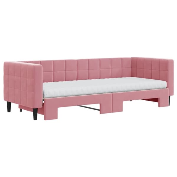 vidaXL Dagbädd med madrasser utdragbar rosa 80x200 cm sammet