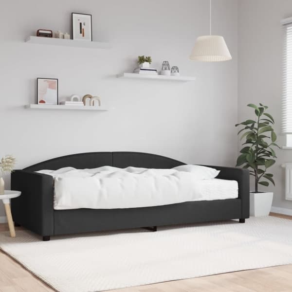 vidaXL Dagbädd med madrass svart 100x200 cm tyg