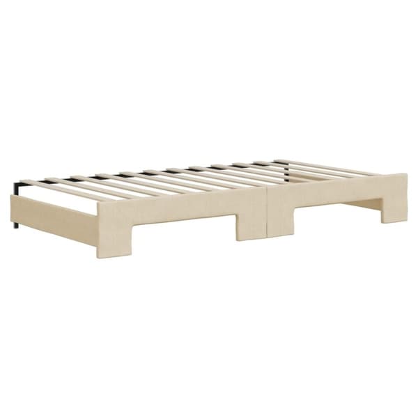 vidaXL Dagbädd med extrabädd och madrasser gräddvit 100x200 cm tyg