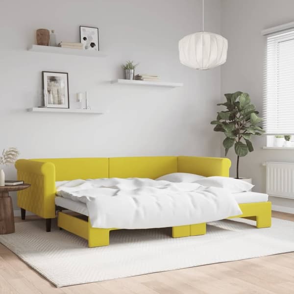 vidaXL Dagbädd utdragbar gul 90x200 cm sammet