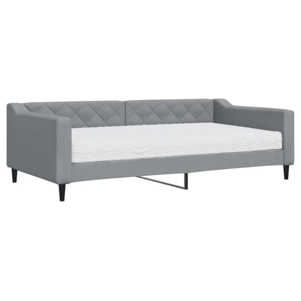 vidaXL Dagbädd med madrass ljusgrå 100x200 cm tyg