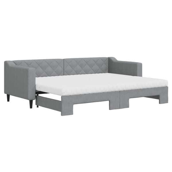 vidaXL Dagbädd med madrasser utdragbar ljusgrå 80x200 cm tyg