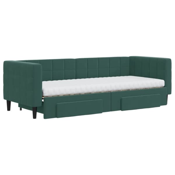 vidaXL Dagbädd utdragbar med lådor mörkgrön 80x200 cm sammet