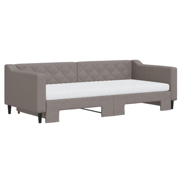 vidaXL Dagbädd utdragbar med madrasser taupe 90x200 cm tyg