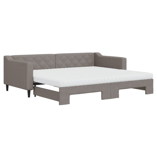 vidaXL Dagbädd utdragbar med madrasser taupe 90x200 cm tyg