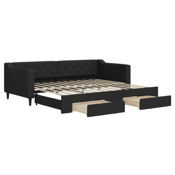 vidaXL daybed med udtræk og skuffer 80x200 cm stof sort