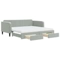 Miniatyrbillede 3 af 11: vidaXL daybed med udtræk og skuffer 100x200 cm velour lysegrå