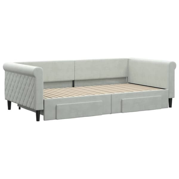 vidaXL daybed med udtræk og skuffer 100x200 cm velour lysegrå