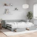Miniatyrbillede 1 af 11: vidaXL daybed med udtræk og skuffer 100x200 cm velour lysegrå