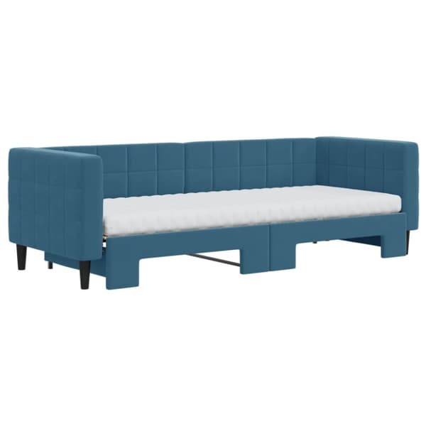 vidaXL Dagbädd med madrasser utdragbar blå 80x200 cm sammet