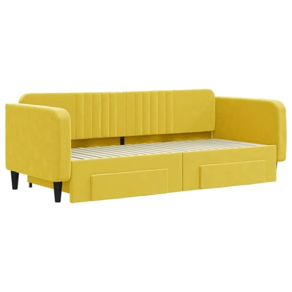 vidaXL Dagbädd utdragbar med lådor gul 90x200 cm sammet