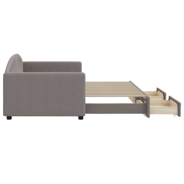 vidaXL Dagbädd utdragbar med lådor taupe 90x200 cm tyg