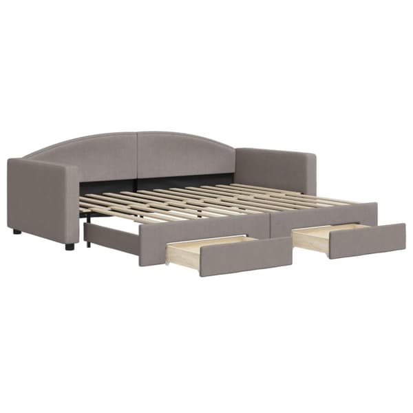 vidaXL Dagbädd utdragbar med lådor taupe 90x200 cm tyg