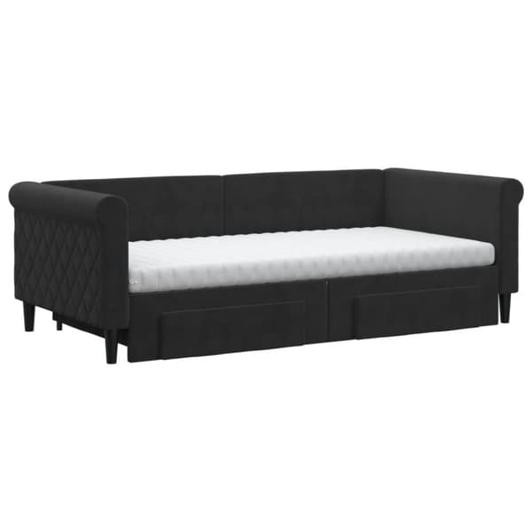 vidaXL Dagbädd utdragbar med lådor svart 90x190 cm sammet