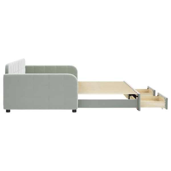 vidaXL Dagbädd utdragbar med lådor ljusgrå 100x200 cm sammet