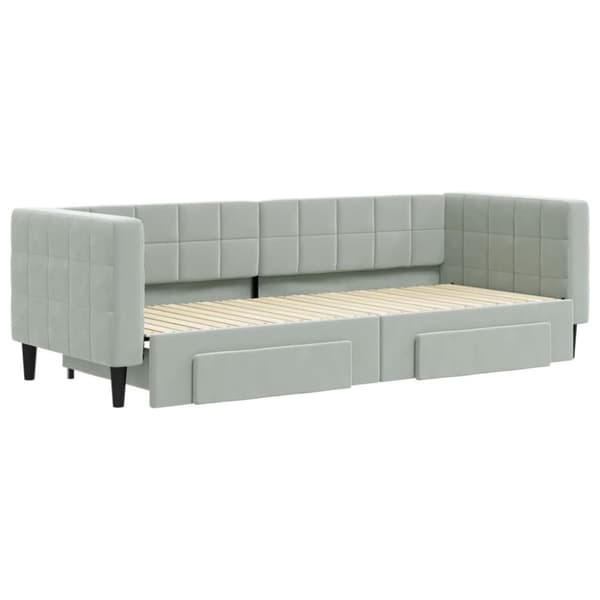 vidaXL Dagbädd utdragbar med lådor ljusgrå 80x200 cm sammet