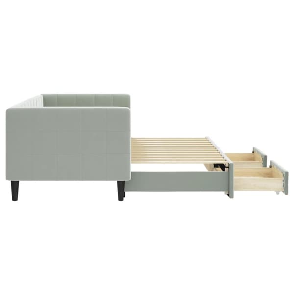 vidaXL Dagbädd utdragbar med lådor ljusgrå 80x200 cm sammet