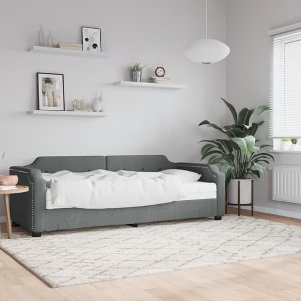 vidaXL Dagbädd med madrass mörkgrå 90x190 cm tyg