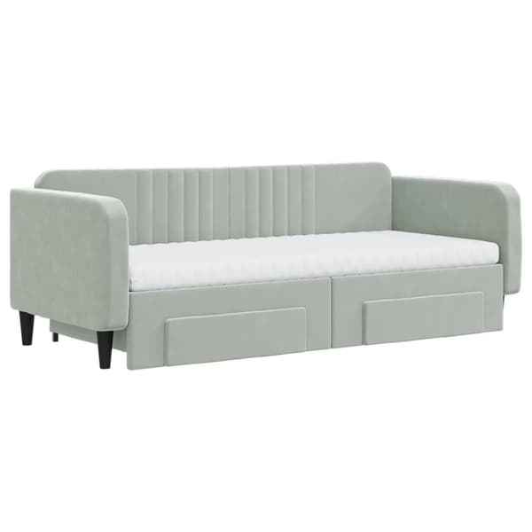 vidaXL Dagbädd utdragbar med lådor ljusgrå 90x200 cm sammet