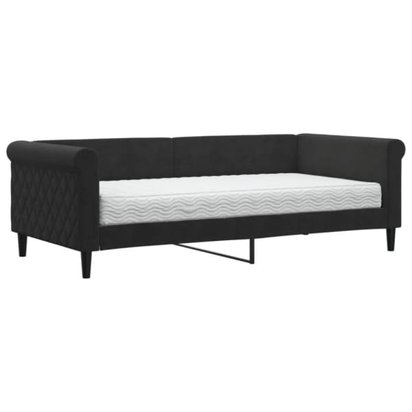 vidaXL Dagbädd med madrass svart 90x190 cm sammet