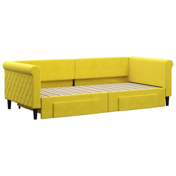 vidaXL Dagbädd utdragbar med lådor gul 90x200 cm sammet