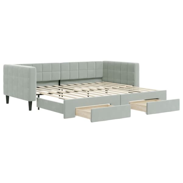 vidaXL daybed med udtræk og skuffer 90x200 cm velour lysegrå
