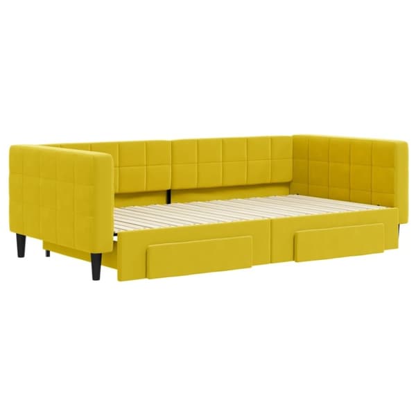 vidaXL daybed med udtræk og skuffer 100x200 cm velour gul