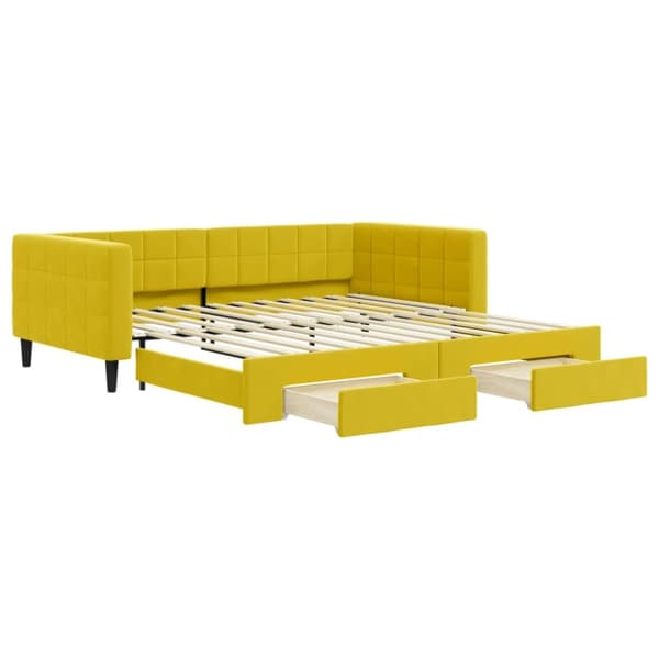 vidaXL daybed med udtræk og skuffer 100x200 cm velour gul