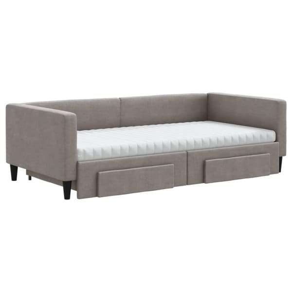 vidaXL Dagbädd utdragbar med lådor taupe 100x200 cm tyg